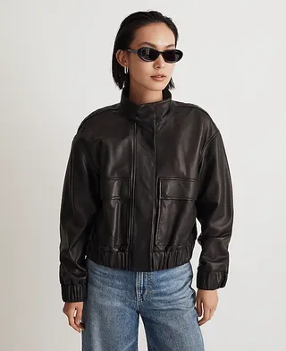 Madewell, Leather Bomber Jacket