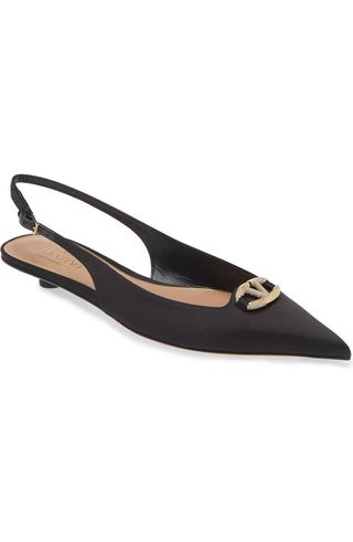 Vlogo Pointed Toe Satin Slingback Pump