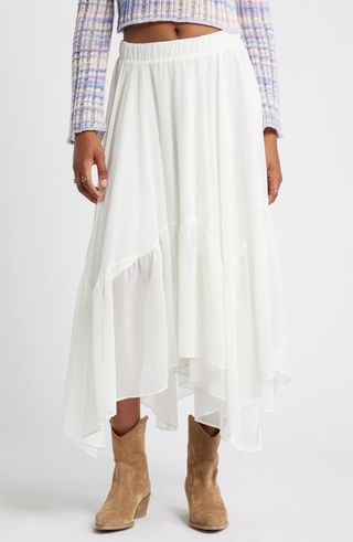 Boho Ruffle Trim Maxi Skirt