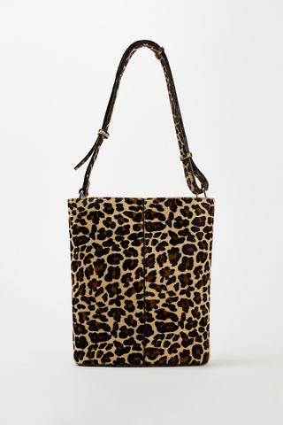 Animal Print Leather Bucket Bag