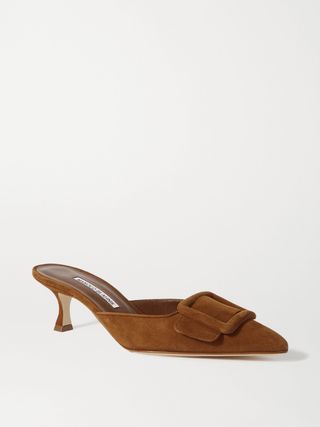 Maysale 50 Buckled Suede Mules