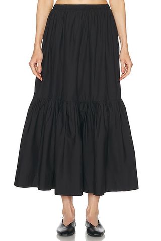 Poplin Maxi Flounce Skirt