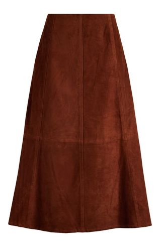 Seamed Suede Midi Skirt