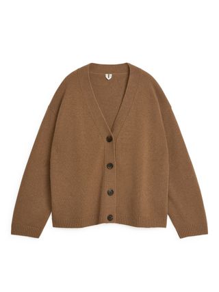 Cashmere-Wool Cardigan - Dark Camel - Arket Gb