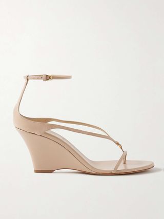 Marion Embellished Leather Wedge Sandals