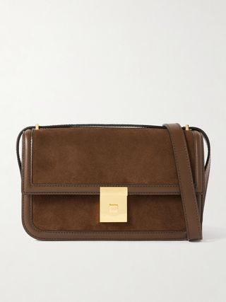 Paris Leather-Trimmed Suede Shoulder Bag