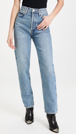 90's Pinch Waist High Rise Straight Jeans