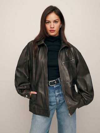 Veda Marco Leather Oversized Bomber