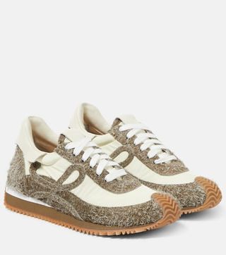 Flow Runner Suede-Trimmed Sneakers