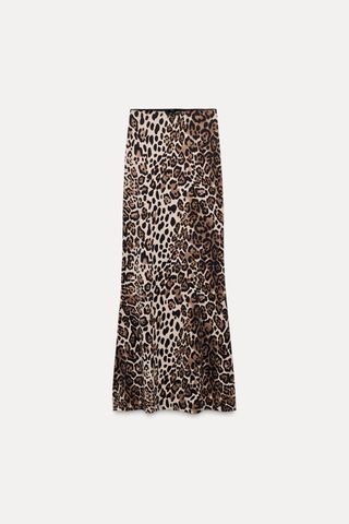 Long Polyamide Blend Animal Print Skirt