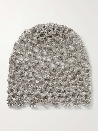 Crystal-Embellished Metallic Crocheted Headpiece