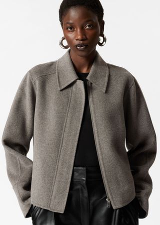 Collared Wool-Blend Jacket