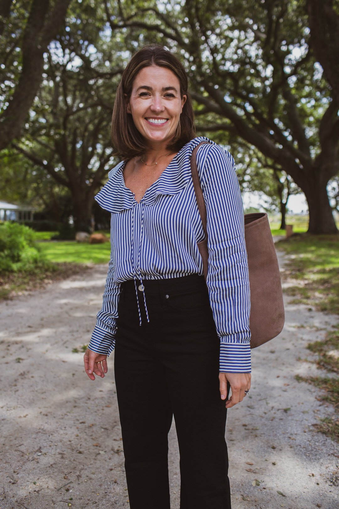 J.Crew stripe blouse and black denim, classic J.Crew style