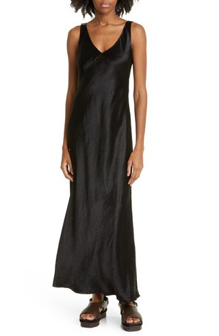 V-Neck Satin Maxi Slipdress