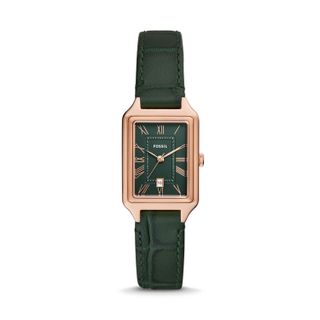 Raquel Three-Hand Date Green Croco Litehide™ Leather Watch