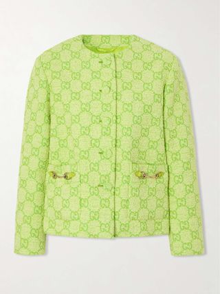 Horsebit-Embellished Cotton-Blend Bouclé-Jacquard Jacket