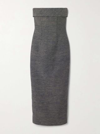 Keeley Strapless Cotton and Linen-Blend Tweed Midi Dress