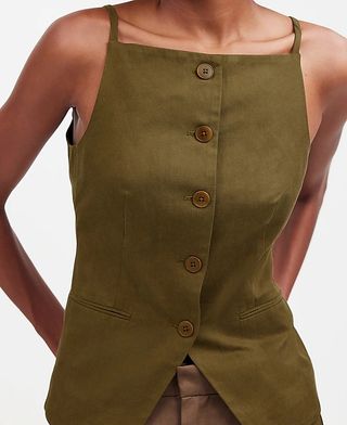 Madewell, Square-Neck Vest in Drapey Twill