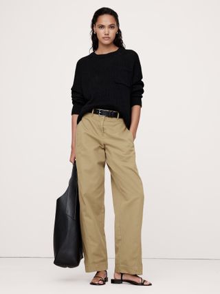 Mid-Rise Barrel-Leg Utility Pant