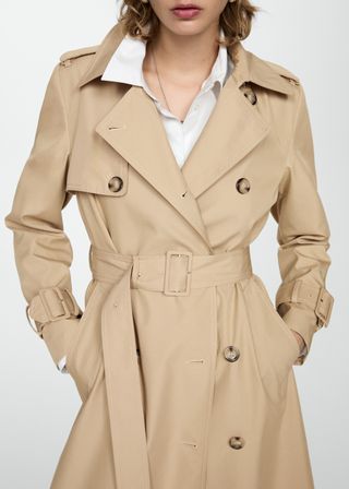 Double-Breasted Cotton Trench Coat