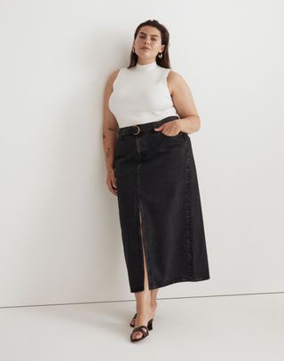 Madewell, Denim Mid-Rise Maxi Skirt in Lunar Wash