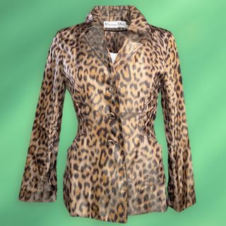 Iconic Mizza Leopard Print Silk Bar Jacket