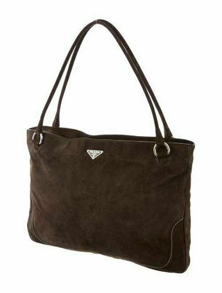 Prada Scamosciato Tote Bag Chocolate Dark Brown Leather Suede