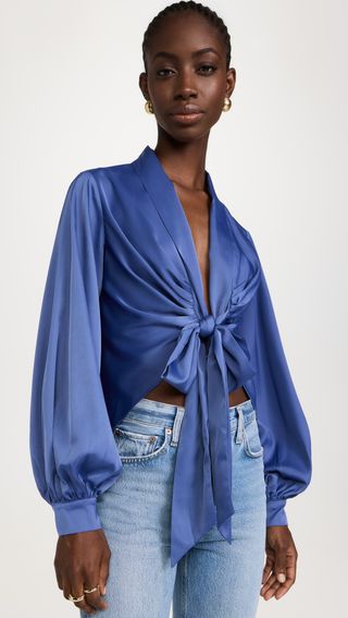 Matte Satin Tie Blouse