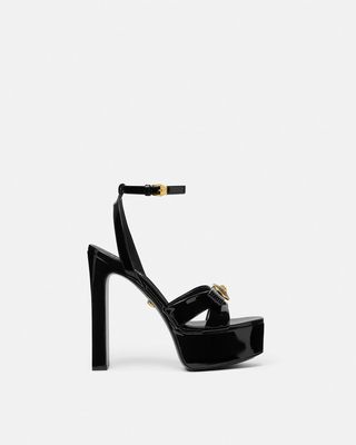 Gianni Ribbon Platform Sandals in Black 