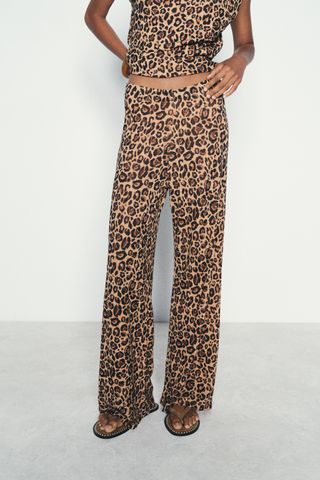 Animal Print Knit Trousers