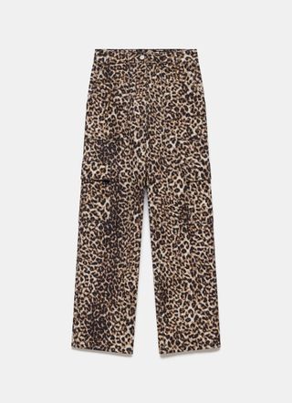 Leopard Print Straight Cargo Jeans