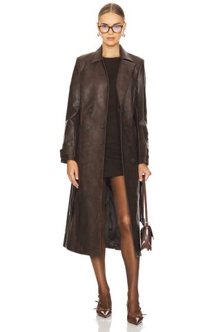 Bardot Faux Leather Trench Coat