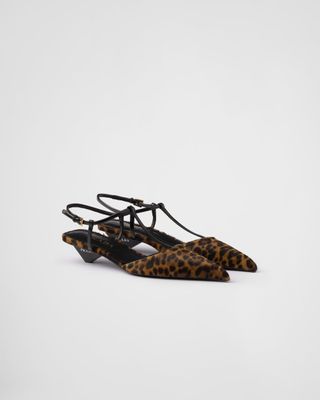 prada, Printed Leather Slingback Pumps