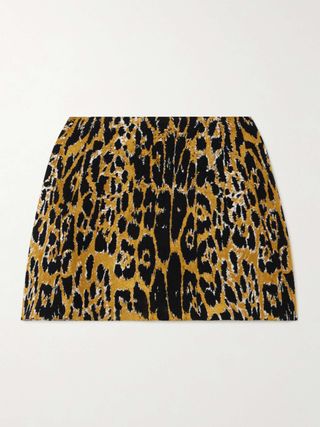 Leopard-Jacquard Mini Skirt