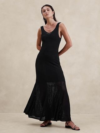 Open-Stitch Lace Maxi Dress