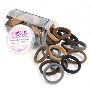 Hoyols Soft Thick Seamless Cotton Hair Ties, Ponytail Scrunchies Head Bands No Damage Crease for Women Girls Kids Ponytail Holder 100 Pieces (brunette Brown Set)