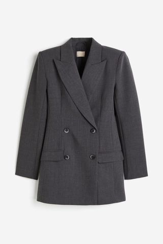 Tapered-Waist Twill Blazer