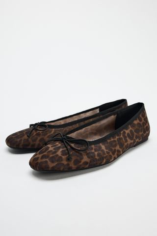 Animal Print Mesh Ballet Flats