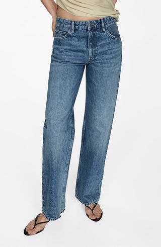 Mid Rise Relaxed Straight Leg Jeans