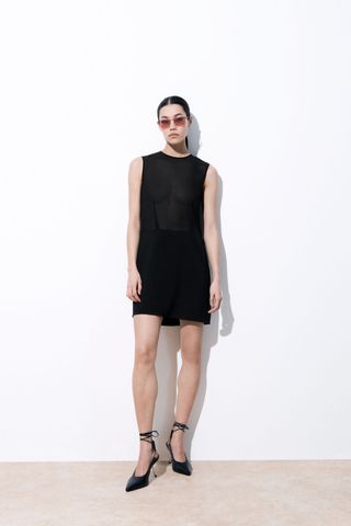 The Sheer-Panel Silk Shift Dress