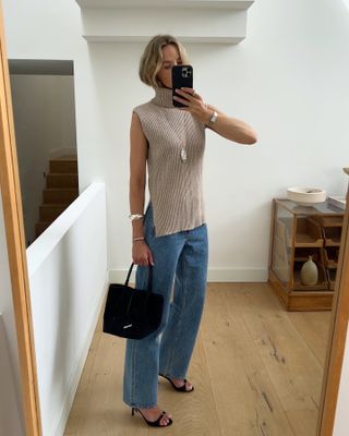 high neck knit top