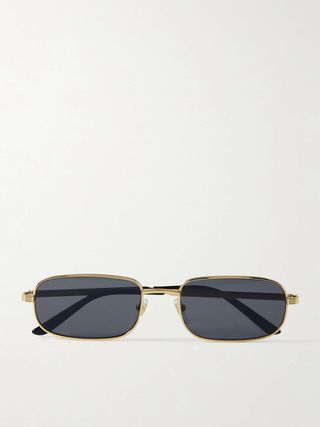 Rectangular-Frame Gold-Tone Sunglasses