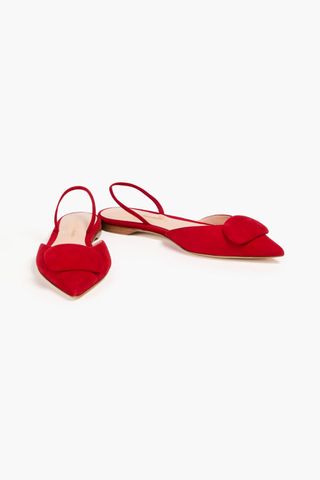 Sabine Embellished Suede Slingback Point Toe Flats