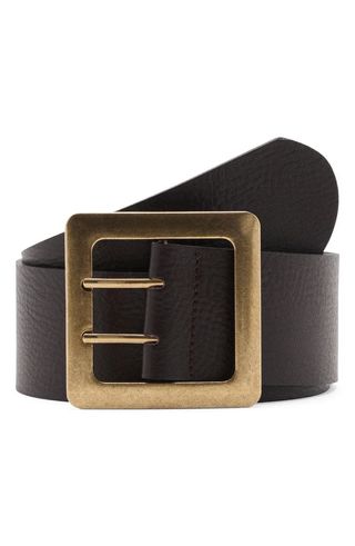 Square Buckle Leather Belt