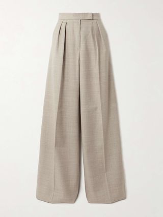 Entrata Pleated Wool Wide-Leg Pants