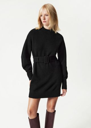 Belted Mini Knit Dress