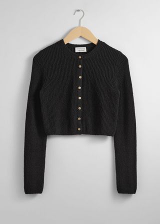 Cropped Rib-Knit Cardigan