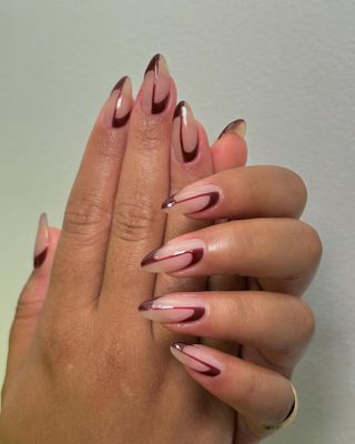 @nailartbyqueenie abstract burgundy nail art