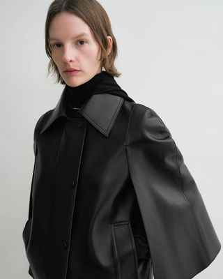 Toteme, Double Leather Cape Black