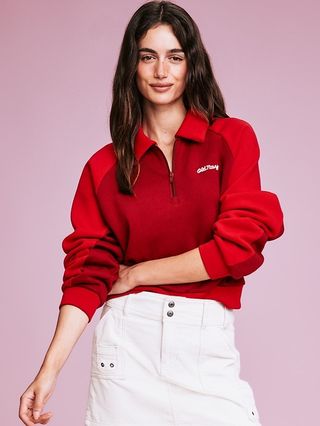 red polo sweatshirt